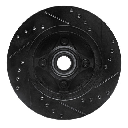 R1 Concepts R1 87-93 Ford Mustang Front Left Drilled & Slotted Black Brake Rotor