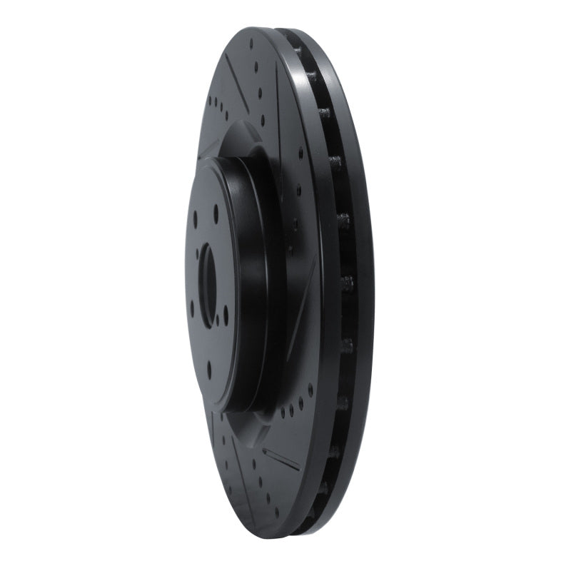 R1 Concepts R1 18-25 Subaru WRX STI Front Right Drilled & Slotted Black Brake Rotor