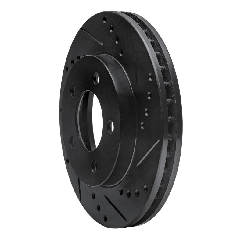 R1 Concepts R1 70-93 Ford Taurus (Excl SHO) Front Right Drilled & Slotted Black Brake Rotor