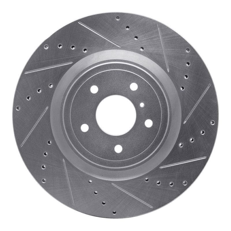 R1 Concepts R1 09-20 Nissan 370Z Front Right Drilled & Slotted Silver Brake Rotor
