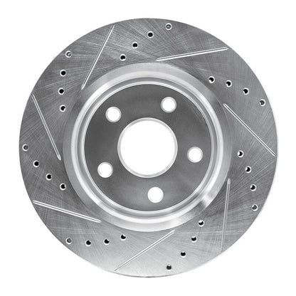 R1 Concepts R1 05-10 Jeep Grand Cherokee Front Right Drilled & Slotted Silver Brake Rotor
