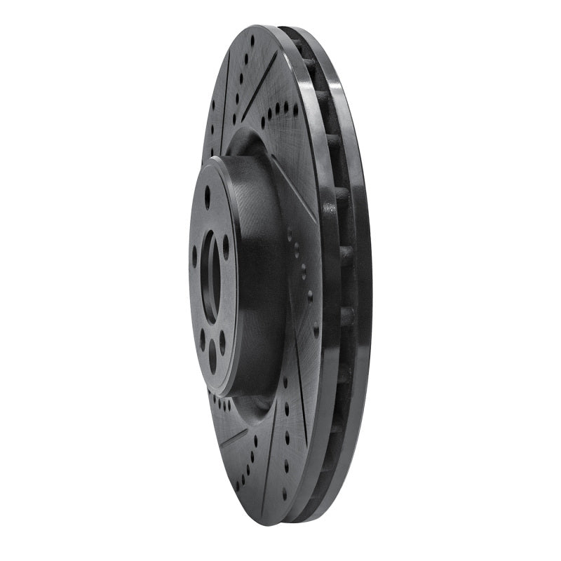 R1 Concepts R1 07-16 Volvo S80 Front Left Drilled & Slotted Black Brake Rotor