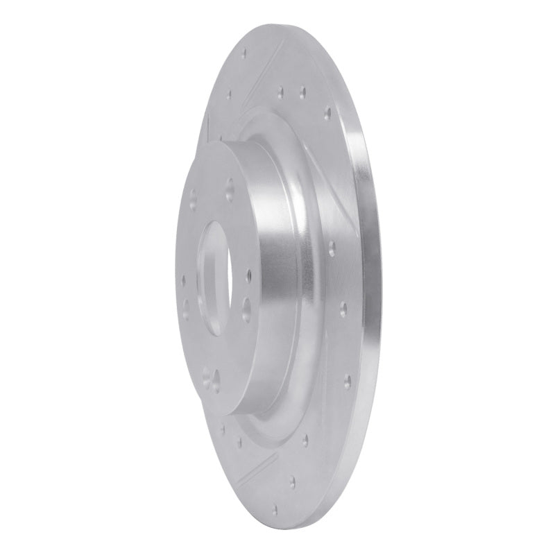 R1 Concepts R1 17-20 Honda Civic Coupe Rear Left Drilled & Slotted Silver Brake Rotor