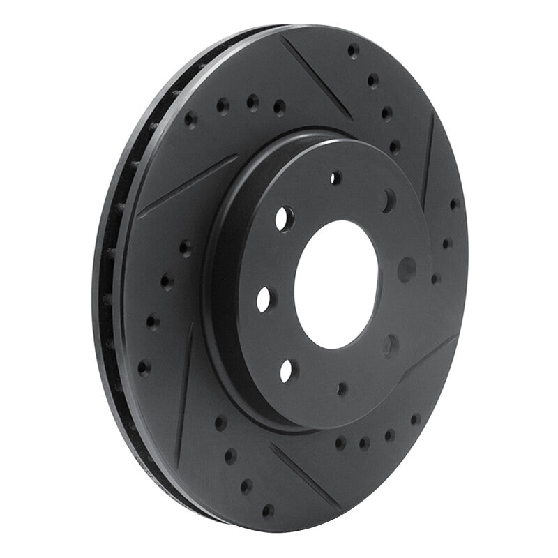 R1 Concepts R1 90-93 Mitsubishi Galant Front Right Drilled & Slotted Black Brake Rotor