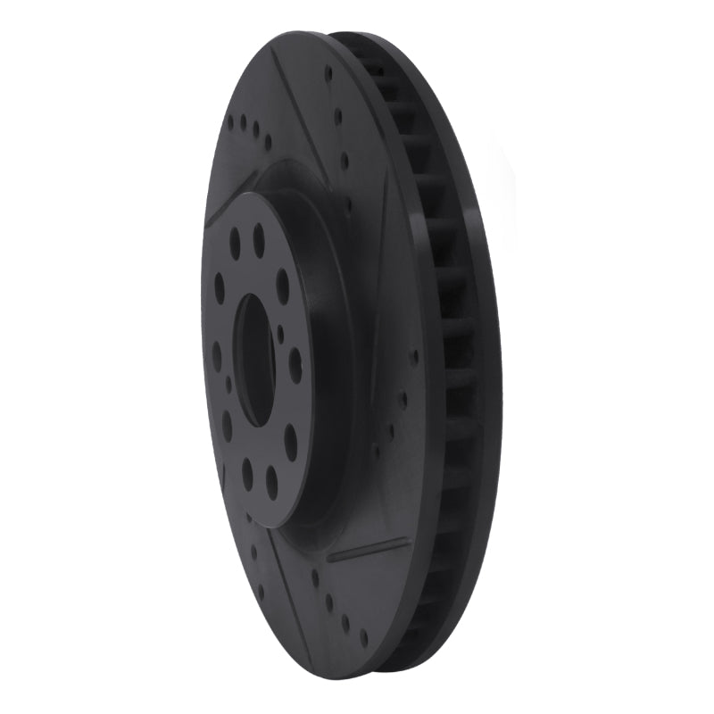 R1 Concepts R1 93-98 Toyota Supra Front Right Drilled & Slotted Black Brake Rotor