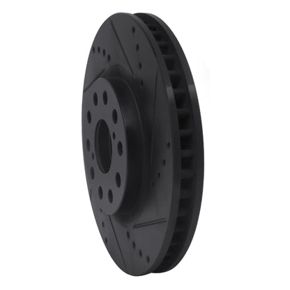 R1 Concepts R1 93-98 Toyota Supra Front Right Drilled & Slotted Black Brake Rotor