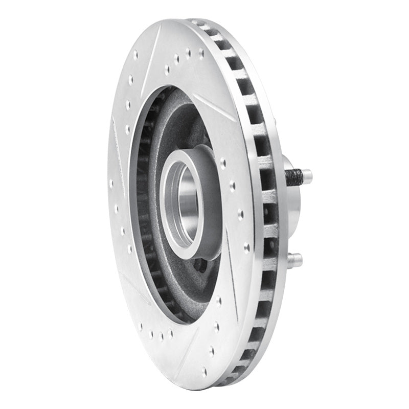 R1 Concepts R1 82-87 Ford Mustang Front Right Drilled & Slotted Silver Brake Rotor
