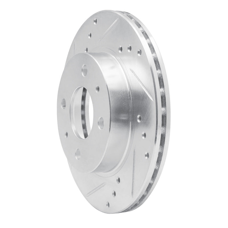 R1 Concepts R1 86-17 Nissan NX Front Left Drilled & Slotted Silver Brake Rotor
