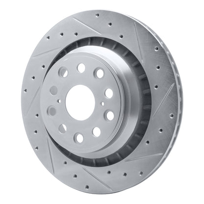 R1 Concepts R1 07-17 Lexus LS460 Right Rear Drilled & Slotted Silver Brake Rotor