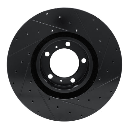 R1 Concepts R1 10-24 Audi e-Tron GT Left Front Drilled & Slotted Black Brake Rotor