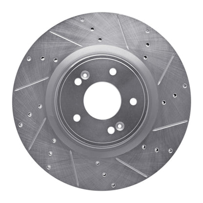 R1 Concepts R1 10-16 Hyundai Genesis Coupe Front Right Drilled & Slotted Silver Brake Rotor