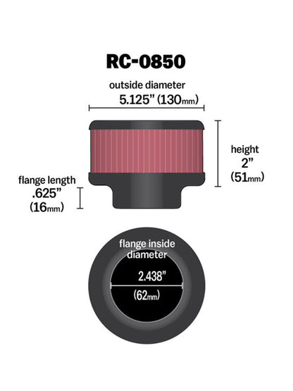 K&N Engineering K&N Universal Chrome Filter 2.438in Flange ID x 5.125in OD x 2in H