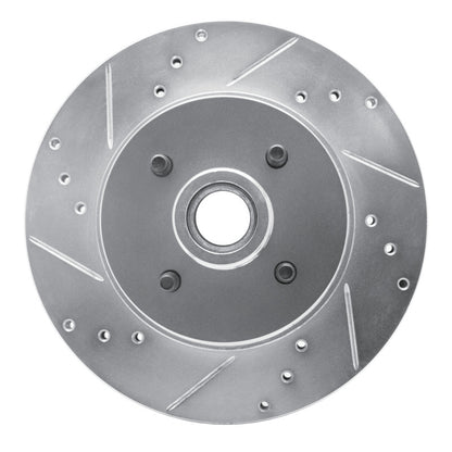 R1 Concepts R1 87-93 Ford Mustang Front Left Drilled & Slotted Silver Brake Rotor