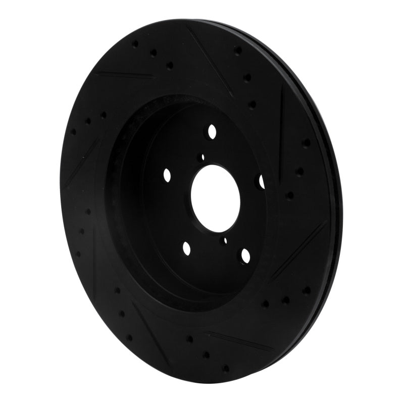 R1 Concepts R1 15-25 Subaru Outback Rear Left Drilled & Slotted Black Brake Rotor