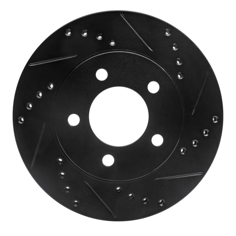 R1 Concepts R1 70-93 Ford Taurus (Excl SHO) Front Right Drilled & Slotted Black Brake Rotor