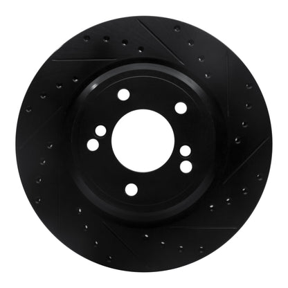 R1 Concepts R1 00-06 BMW M3 Rear Right Drilled & Slotted Black Brake Rotor
