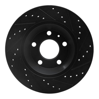 R1 Concepts R1 04-09 Audi S4 Rear Left Drilled & Slotted Black Brake Rotor