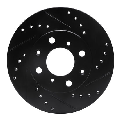 R1 Concepts R1 90-00 Honda Civic Hatchback Front Right Drilled & Slotted Black Brake Rotor