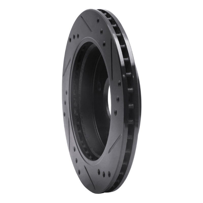 R1 Concepts R1 95-04 Ford Contour Rear Left Drilled & Slotted Black Brake Rotor