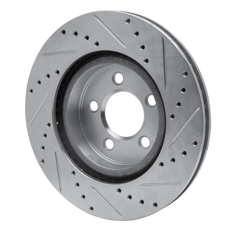 R1 Concepts R1 09-23 Dodge Challenger Front Left Drilled & Slotted Silver Brake Rotor