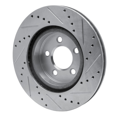 R1 Concepts R1 09-23 Dodge Challenger Front Left Drilled & Slotted Silver Brake Rotor
