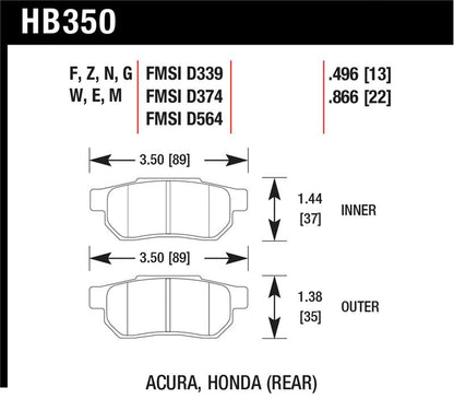 Hawk Performance Hawk 90-01 Acura Integra (excl Type R) / 98-00 Civic Coupe Si HPS Street Rear Brake Pads