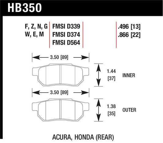 Hawk Performance Hawk 90-01 Acura Integra (excl Type R) / 98-00 Civic Coupe Si HPS Street Rear Brake Pads