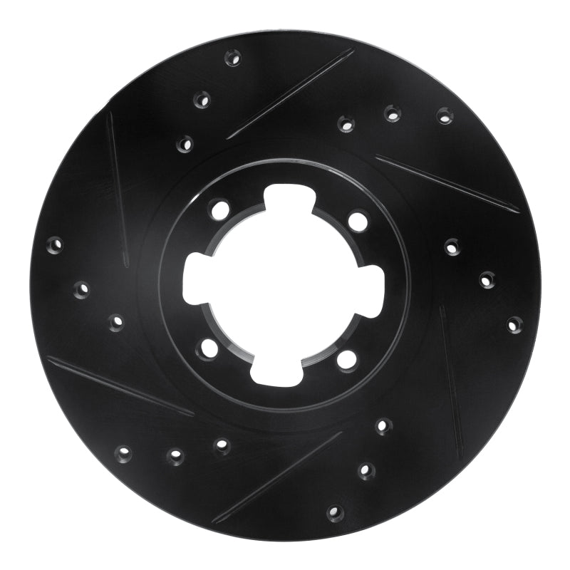 R1 Concepts R1 85-94 Subaru GL-10 Front Left Drilled & Slotted Black Brake Rotor