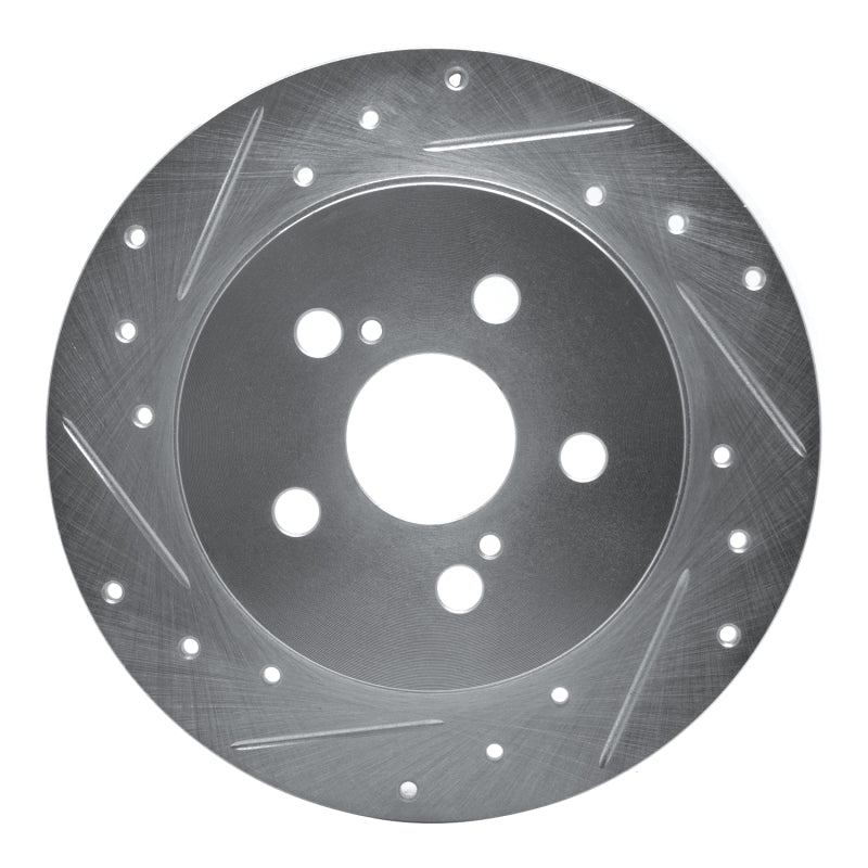 R1 Concepts R1 09-24 Lexus CT200H Rear Left Drilled & Slotted Silver Brake Rotor