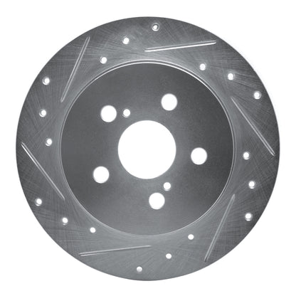 R1 Concepts R1 09-24 Lexus CT200H Rear Left Drilled & Slotted Silver Brake Rotor
