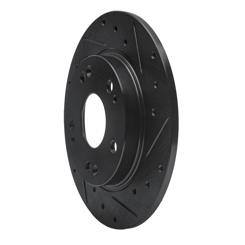 R1 Concepts R1 11-15 Honda CR-Z Rear Right Drilled & Slotted Black Brake Rotor