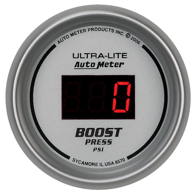 Autometer Ultra-Lite 2-1/16in 5-60 PSI Digital Boost Pressure Gauge - Silver