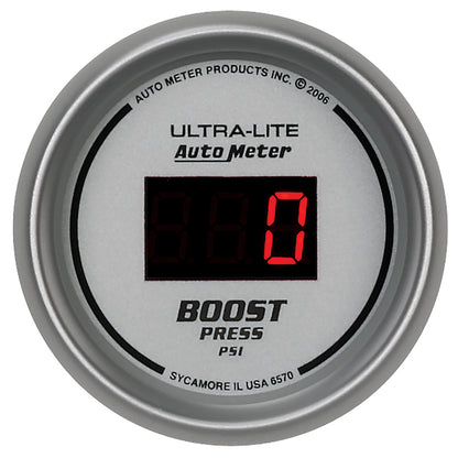 Autometer Ultra-Lite 2-1/16in 5-60 PSI Digital Boost Pressure Gauge - Silver
