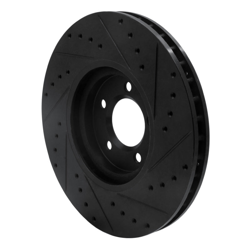 R1 Concepts R1 03-05 Jaguar S-Type Front Left Drilled & Slotted Black Brake Rotor