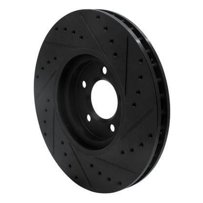 R1 Concepts R1 03-05 Jaguar S-Type Front Left Drilled & Slotted Black Brake Rotor