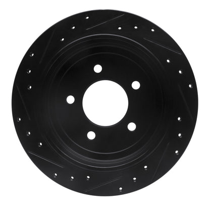 R1 Concepts R1 97-04 Ford F-150 RWD Rear Right Drilled & Slotted Black Brake Rotor