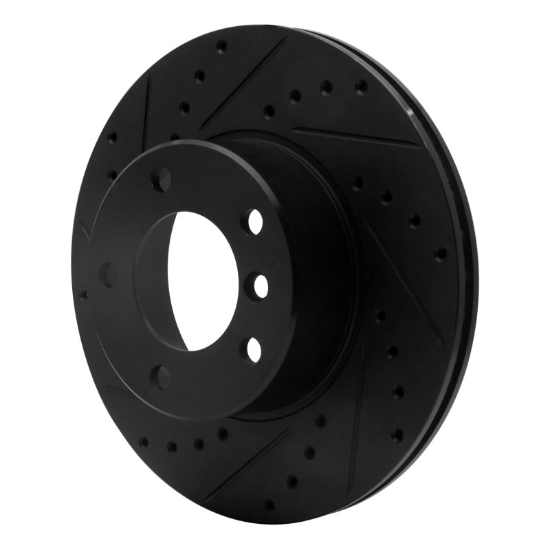 R1 Concepts R1 96-03 BMW 528I Front Left Drilled & Slotted Black Brake Rotor