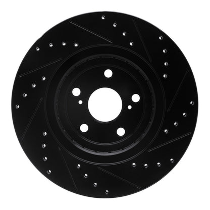 R1 Concepts R1 08-21 Lexus NX200T Front Left Drilled & Slotted Black Brake Rotor