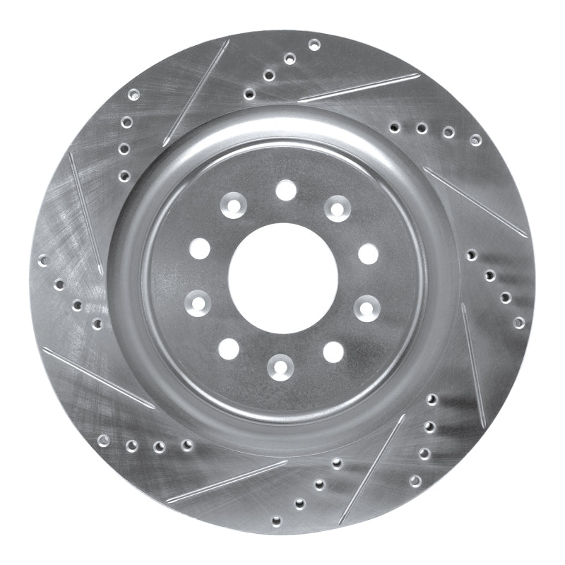 R1 Concepts R1 00-06 Jaguar XJR Front Left Drilled & Slotted Silver Brake Rotor