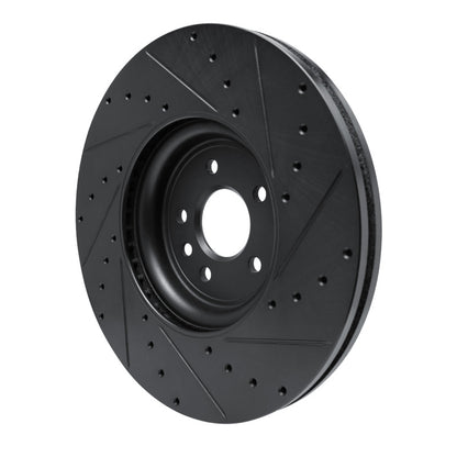 R1 Concepts R1 16-24 Jaguar XF Front Left Drilled & Slotted Black Brake Rotor