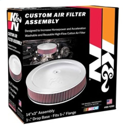 K&N Engineering K&N 14in Red Custom Air Cleaner Assembly - 5.125in ID x 14in OD x 2.75in H x 1.25in Drop Base