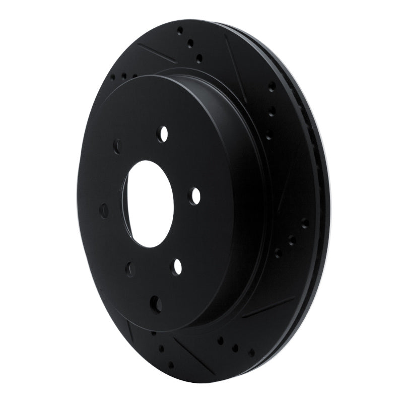 R1 Concepts R1 10-24 Infiniti QX80 Rear Right Drilled & Slotted Black Brake Rotor