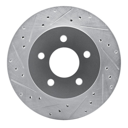 R1 Concepts R1 82-90 Ford Mustang Rear Left Drilled & Slotted Silver Brake Rotor
