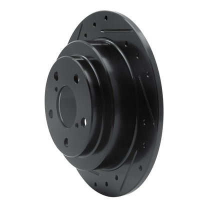 R1 Concepts R1 90-08 Saab 9-2X Rear Left Drilled & Slotted Black Brake Rotor