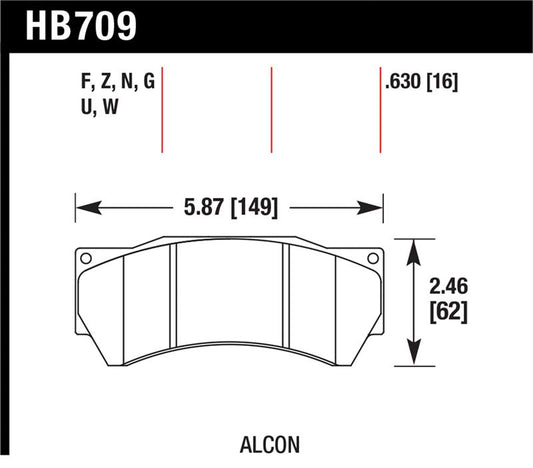 Hawk Performance Alcon Mono 6, Model 4497 HPS Street Brake Pads