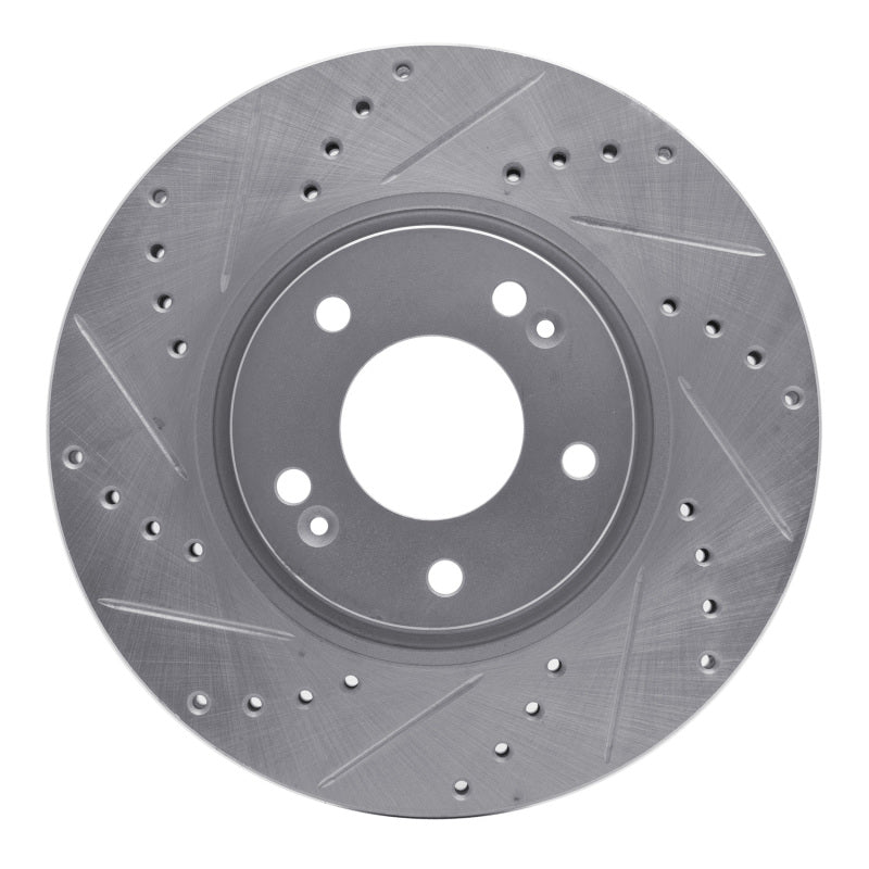 R1 Concepts R1 05-24 Hyundai Veloster Front Left Drilled & Slotted Silver Brake Rotor