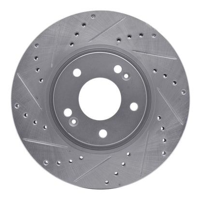 R1 Concepts R1 05-24 Hyundai Veloster Front Left Drilled & Slotted Silver Brake Rotor