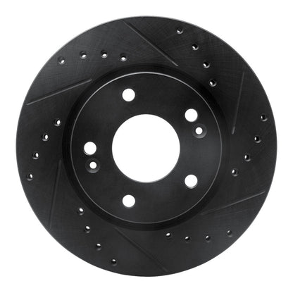R1 Concepts R1 07-10 Hyundai Elantra Front Right Drilled & Slotted Black Brake Rotor