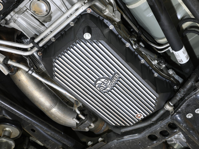 aFe 20-25 GM Diesel V8-6.6L L5P Transmission Pan w/ Machined Fins - Black