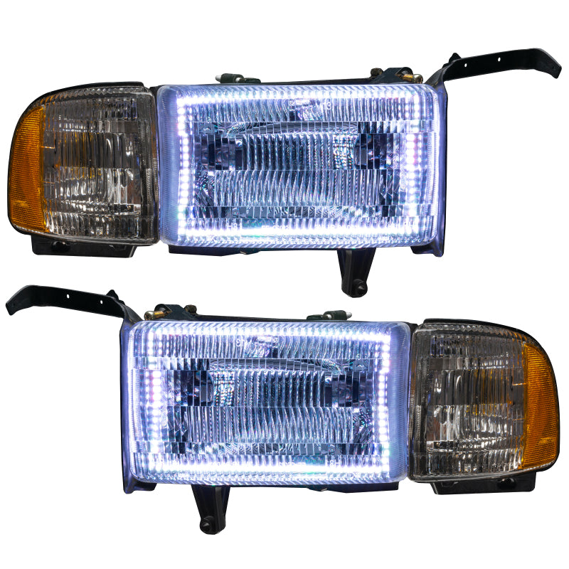 ORACLE Lighting Oracle 94-02 Dodge Ram Pre-Assembled Halo Headlights - ColorSHIFT w/ Simple Controller